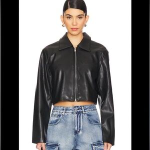 Women’s superdown x Emily Gemma Gabriella Faux Leather Jacket in Black Size Lg